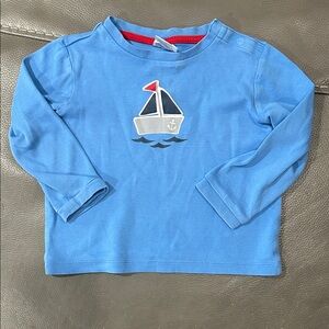 Blue Kids Sailboat Long Sleeve Shirt, size 3-6mo